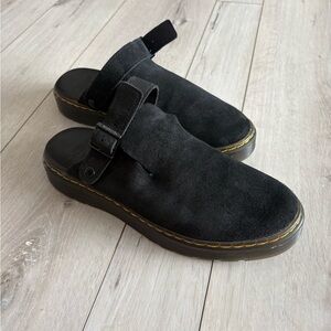 Men's Black Suede Slip-On Clog with Adjustable Strap